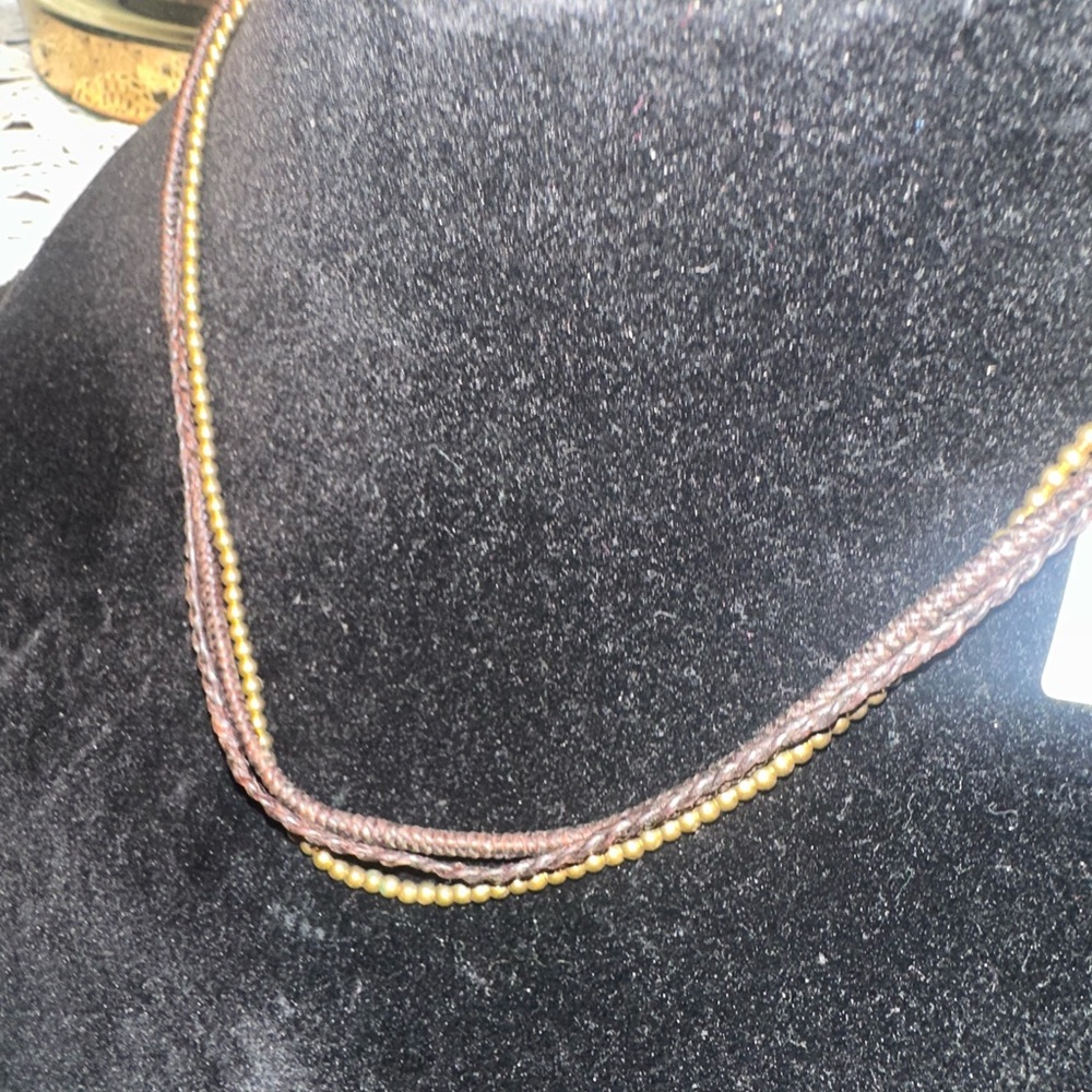 Multi-Strand Brown and Gold Necklace
